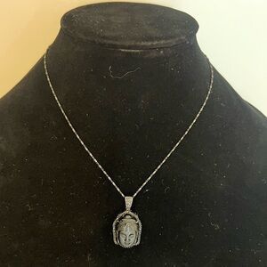 Elegant Silver Buddha Pendant Necklace